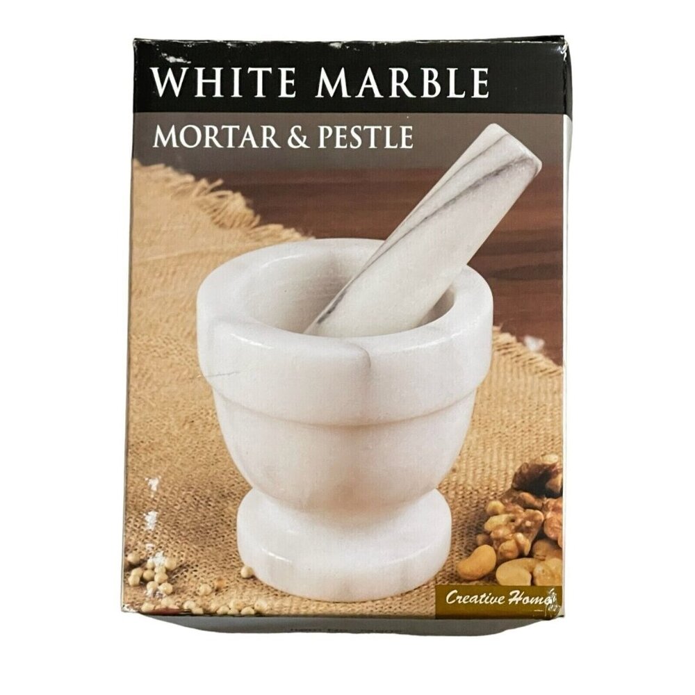 CREATIVE HOME - White Marble Mortar & Pestle